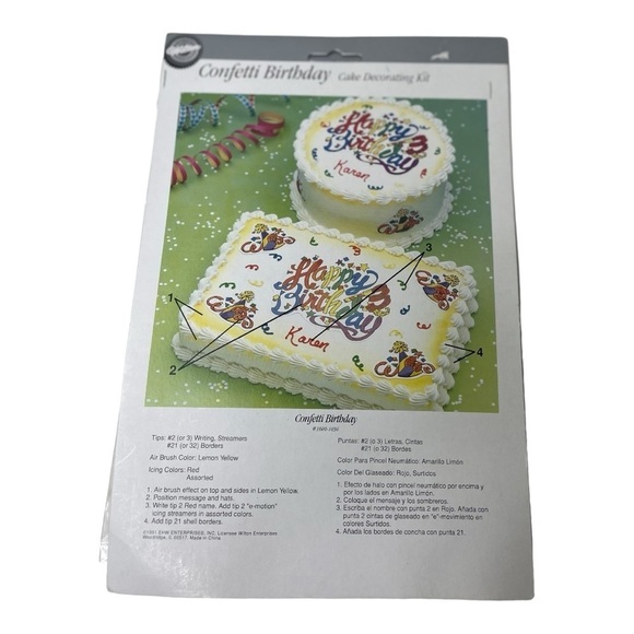 NWT Vintage Wilton 1991 Confetti Birthday Cake Decorating Kit - Picture 1 of 2